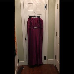 Raspberry strapless A-line bridesmaid dress
